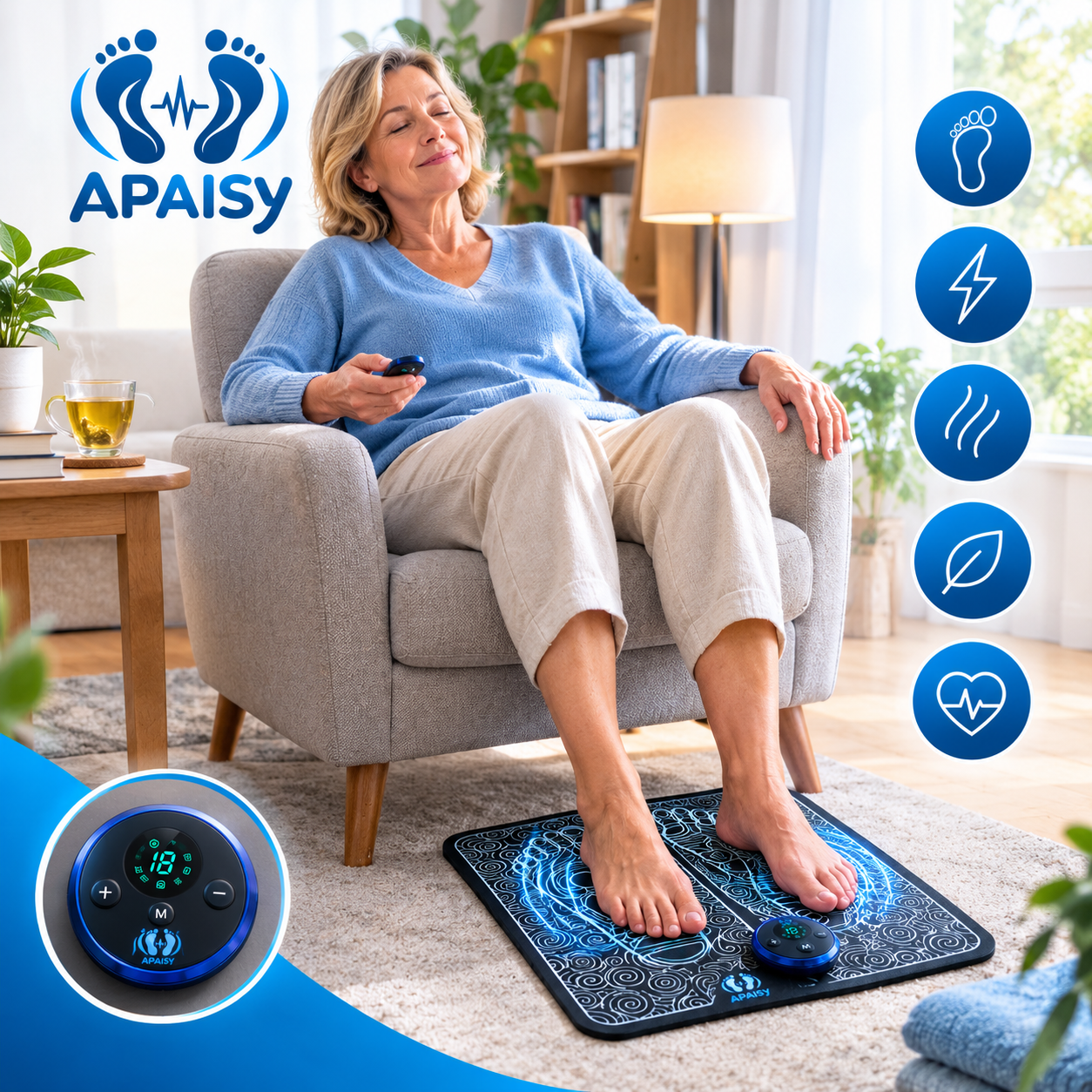 Apaisy™ – Tapis Masseur de Pieds EMS