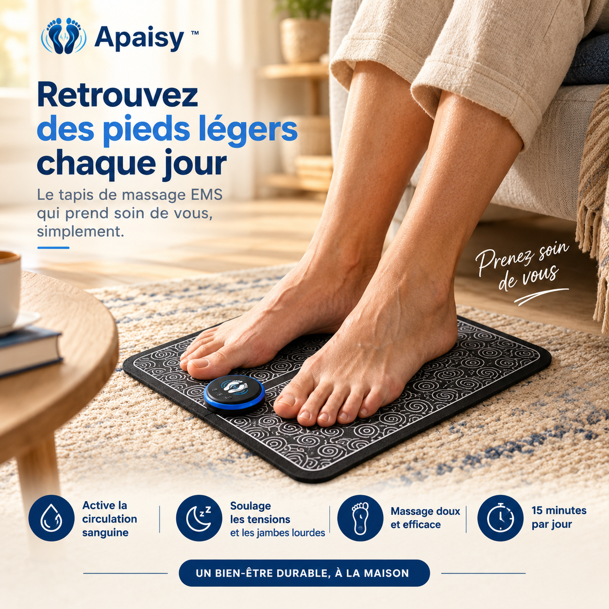 Apaisy™ – Tapis Masseur de Pieds EMS